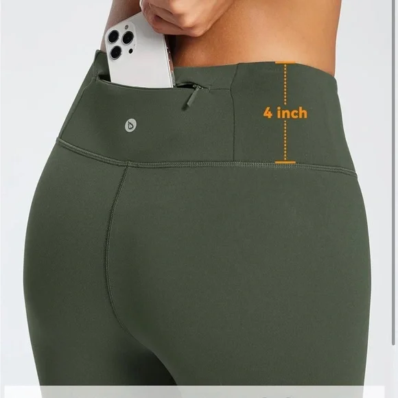 NWT baleaf Women's Fleece Lined Leggings M, greenWater Resistant Thermal Pockets - Picture 2 of 5